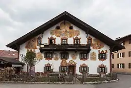 Example of Lüftlmalerei decorating homes in Oberammergau