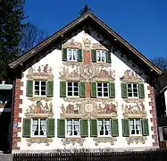 Example of Lüftlmalerei decorating homes in Oberammergau