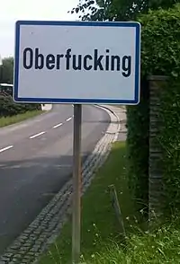 An Oberfucking sign pictured in 2010