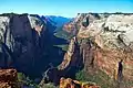 Clockwise from top: Lady Mountain, Cathedral Mountain, Angels Landing, The Organ, The Great White Throne, Red Arch Mountain.