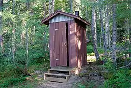 Outhouse in Bowron Lake Provincial Park, BC, Canada