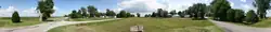 A 360-degree panorama centered on the defunct railroad