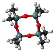 Ball-and-stick model of the octamethylcyclotetrasiloxane molecule