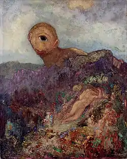 The Cyclops; by Odilon Redon; c.1914; oil on cardboard on panel; 64 x 51 cm; Kröller-Müller Museum (Otterlo, the Netherlands)