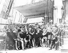 Officers of the USS Colorado, sitting at left front is Lt Hugh McKee.