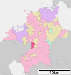 Location of Ogōri in Fukuoka Prefecture