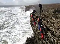 A Birmingham School group on a sea level traverse on Anglesey