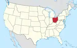 Location of Ohio in the United States