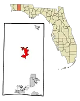 Location in Okaloosa County and the state of Florida