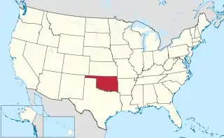 Map of the United States with Oklahoma highlighted