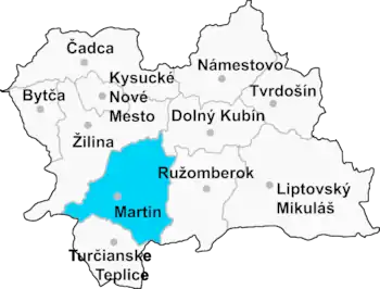 Location of Martin District in the Zilina Region