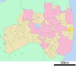 Location of Ōkuma in Fukushima Prefecture