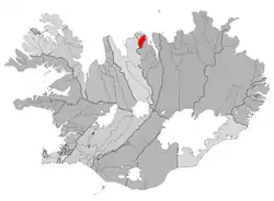 Location of the former Municipality of Ólafsfjarðarbaer