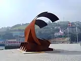 Curled sculpture depicting a wave in Bermeo