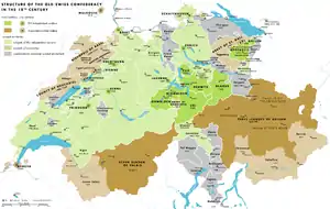 Another map of Switzerland in the 18th century.