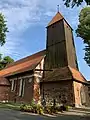 The historic wooden church tower in Gutkowo (now part of Olsztyn), Napoleon's observation point