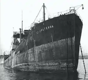 Auxiliary ship Olterra, outfitted as a secret base for manned torpedoes at Algeciras