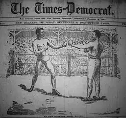 Gentleman Jim Corbett and John L. Sullivan at the Olympic Club, New Orleans, The Times-Democrat, September 8, 1892