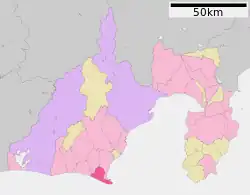 Location of Omaezaki in Shizuoka Prefecture