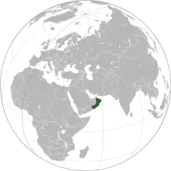 Location of Oman (dark green)