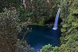 The Omanawa Falls are on the north eastern border of the Mamaku Ranges
