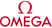 Red capital omega symbol with "OMEGA" underneath