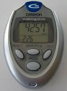 A digital Omron HJ-112 pedometer