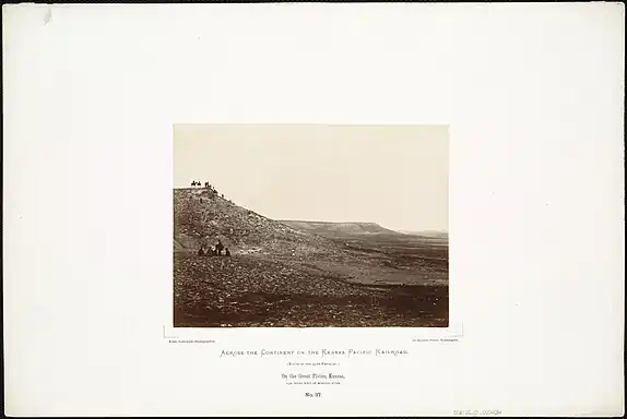 1867, bluffs west of Hays, behind the seated soldiers is pre-settlement digging in the Blue Hill Shale.