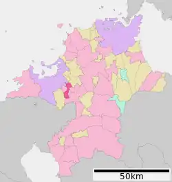 Location of Ōnojō in Fukuoka Prefecture