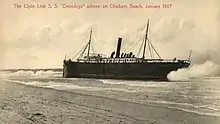 SS Onondaga on Orleans Beach after running aground on January 13, 1907