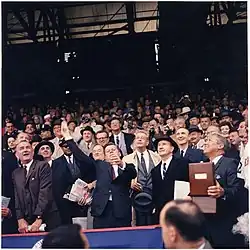 John F. Kennedy throws out the first ball, Opening Day, April 10, 1961
