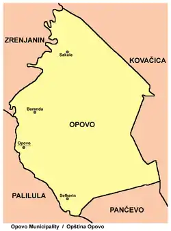Map of Opovo municipality