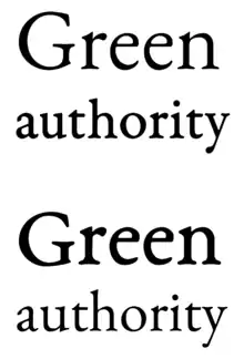 Optical sizes in EB Garamond. Top, correct use: large text more delicate, small text more solid. Below, wrong way round.