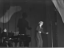 Jan Broekhuis at the piano, accompanying Charles Trenet (Amsterdam, Dec. 1945)