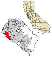 Location of Huntington Beach in Orange County, California