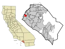 Location of Los Alamitos within Orange County, California.