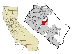 Location of Tustin in Orange County, California (right) and of Tustin in Orange County (left)