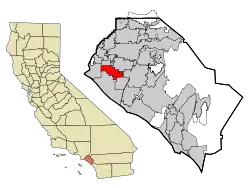 Location of Westminster within Orange County, California.