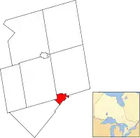 Location of Orangeville within Dufferin County