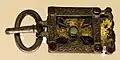 Early medieval jewellery, 5th-7th century, belt buckle with drop almandines, from barete (AQ) 02