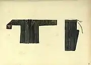Plate 79, South CAUCASUS. Jacket (gedjalyk) and trousers (shalvar) of an Aissor. (1922). Origs. in Caucasus Museum, Tiflis
