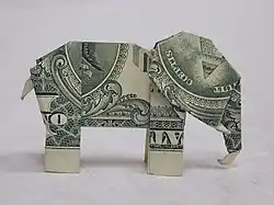 Dollar bill elephant, an example of moneygami