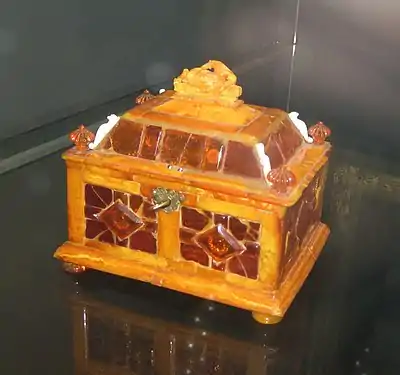 Amber case presented by Friedrich Wilhelm I to Peter the Great during his stay in Berlin in 1716.