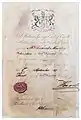 Original warrant granted by Queen Victoria to Richard Moseley of Hawkes, Moseley & Co. in 1837