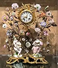 Johann Joachim Kändler, Ormolu Mantel Clock with Meissen Figurines, c. 1735