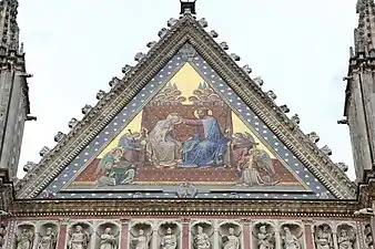 Gothic pediment of Orvieto Cathedral, Orvieto, Italy, unknown architect, 1290-1591
