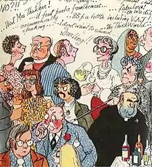 book cover showing cartoon characters at a cocktail party