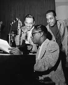 Oscar Moore (left) with Nat King Cole and Wesley Prince, c. June 1946Photo: William P. Gottlieb