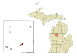 Location of Evart, Michigan