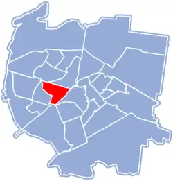 Location of Młodych within Białystok